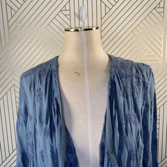 Anthropologie Hei Hei Melita Utility Jacket Cardigan Embroidered Blue Size Small - Picture 3 of 12